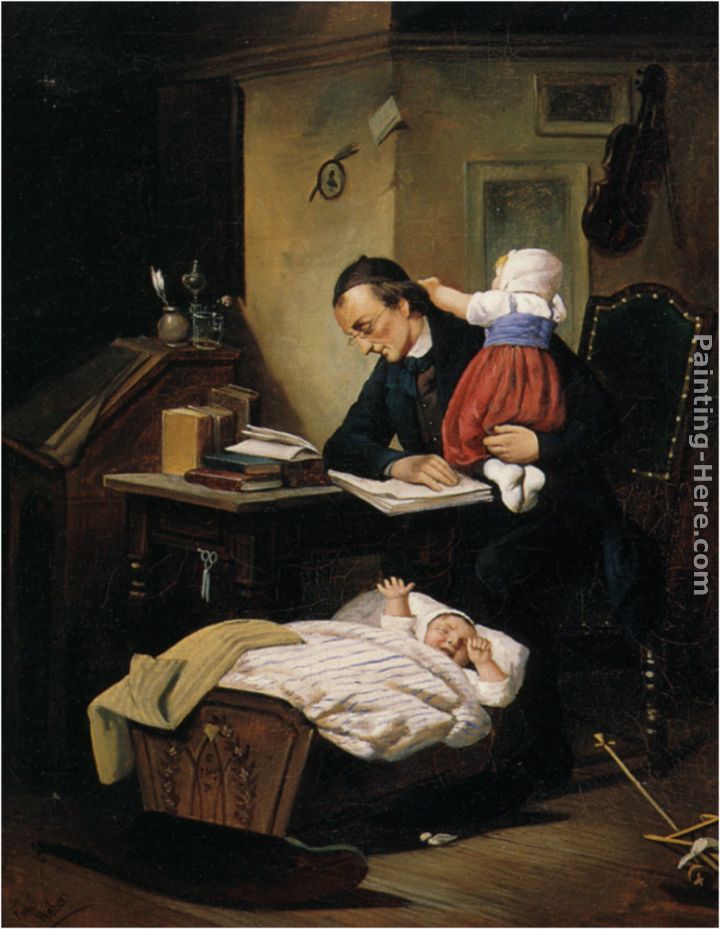 The Busy Father painting - Theodor Alexander Weber The Busy Father art painting